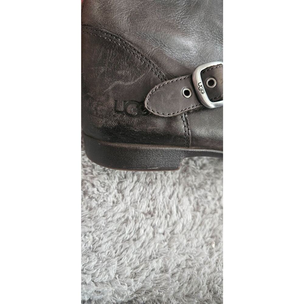 Ugg Boots Womens Sz 5 Frances Brown Leather Ankle 2 Buckle‎ Pull On Booties - Picture 6 of 7
